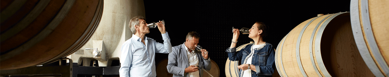 Dégustation des vins Murailles dans le Chais à Barriques de la BadouxThèque à Yvorne.